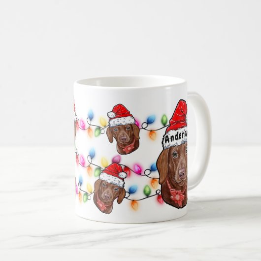 Custom Christmas Dackel Head Weihnachtsmannmütze D Kaffeetasse (VorderseiteRechts)