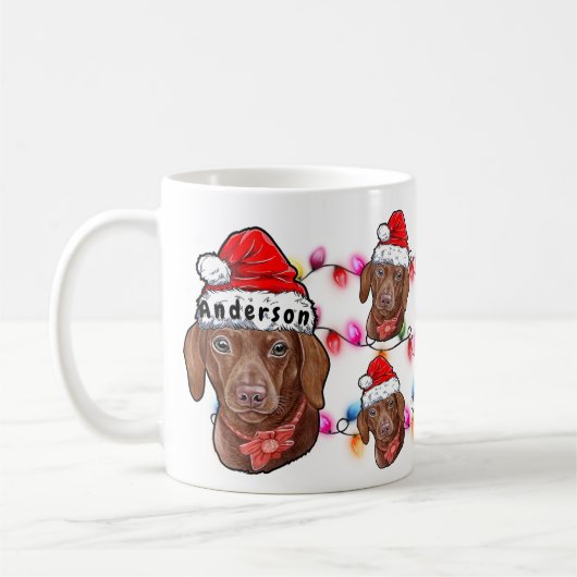 Custom Christmas Dackel Head Weihnachtsmannmütze D Kaffeetasse (Links)