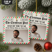 Custom Christmas Dad Gift, Fun Dad Newspaper Keramikornament