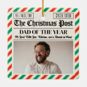 Custom Christmas Dad Gift, Fun Dad Newspaper  Keramikornament (Rückseite)