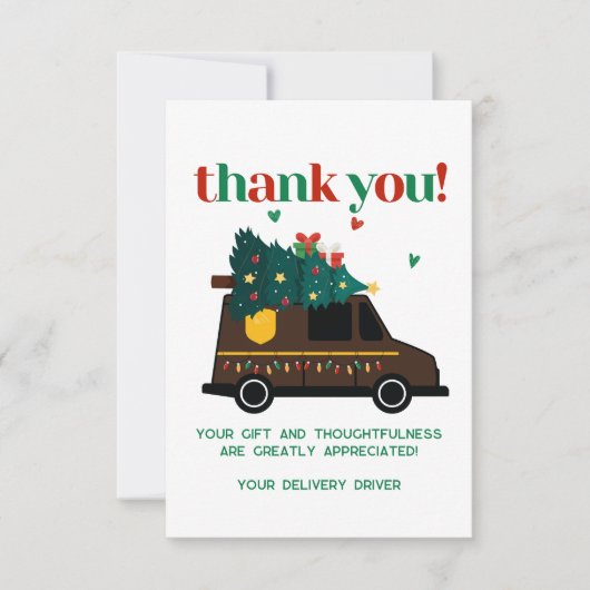 Custom Christmas Delivery Driver Dankeschön Card Dankeskarte (Vorderseite)