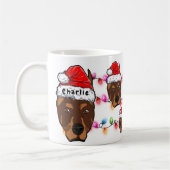 Custom Christmas Doberman Head Weihnachtsmannmütze Kaffeetasse (Links)