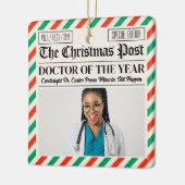 Custom Christmas Doctor Gift, Fun Newspaper Doctor Keramikornament (Links)