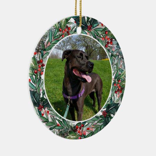 Custom Christmas Dog oder Cat Keepake Foto Keramik Ornament (Rechts)