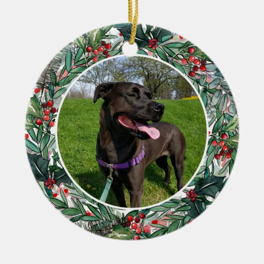 Custom Christmas Dog oder Cat Keepake Foto Keramik Ornament (Vorne)