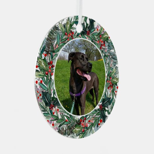 Custom Christmas Dog oder Cat Keepake Foto Ornament Aus Metall (Vorderseite Rechts)