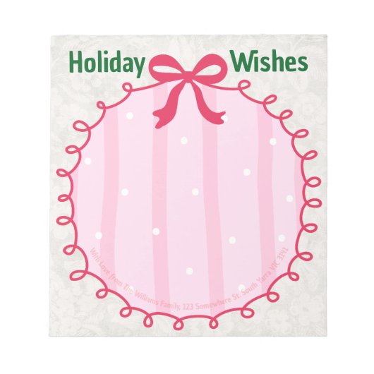 Custom Christmas Doodle Holiday Message  Notizblock (Vorderseite)