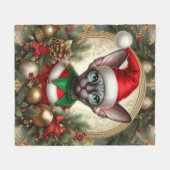 Custom Christmas Elf Sphynx Cat Geschenk Xmas Fleecedecke (Vorderseite (Horizontal))