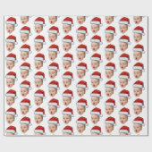 Custom Christmas Face Foto Weihnachtsmannmütze Geschenkpapier (Flach)