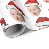Custom Christmas Face Foto Weihnachtsmannmütze Geschenkpapier (Rolleneckpunkt)