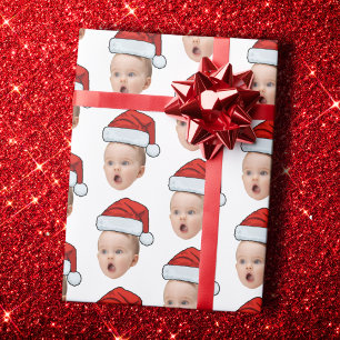 Custom Christmas Face Foto Weihnachtsmannmütze Geschenkpapier