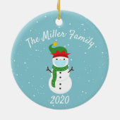 Custom Christmas Face Mask Snowman 2020 Keramik Ornament (Hinten)