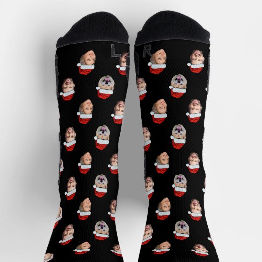 Custom Christmas Face Socks, Santa Hat 4 Faces Socken (Oben)
