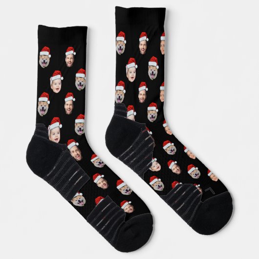 Custom Christmas Face Socks, Santa Hat 4 Faces Socken (Rechts)
