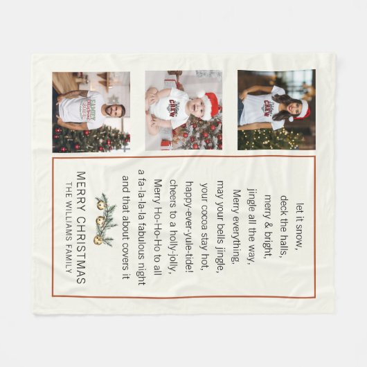 Custom Christmas Family Foto Collage Redewendungen Fleecedecke (Vorderseite (Horizontal))
