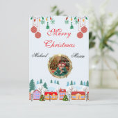 Custom Christmas Family Photo Card – Editable RSVP Karte (Stehend Vorderseite)