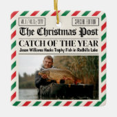 Custom Christmas Fishing Gift, Newspaper Fisherman Keramikornament (Vorderseite)