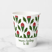Custom Christmas Floral Rote Rosen & Holly Blätter Pappbecher (Rückseite)