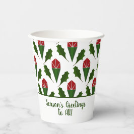 Custom Christmas Floral Rote Rosen & Holly Blätter Pappbecher