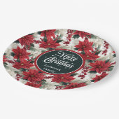 Custom Christmas Flowers Red Green Paper Plates Pappteller (Schrägansicht)