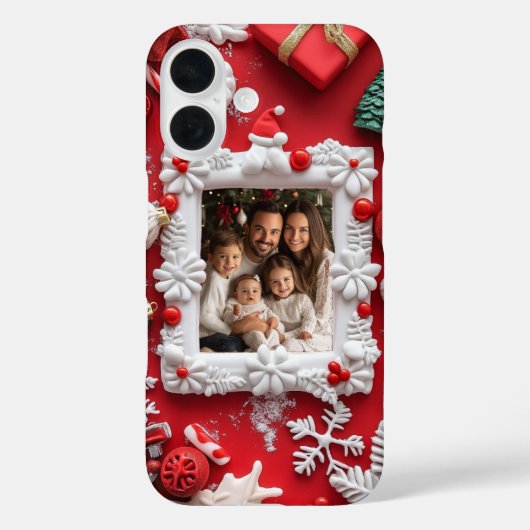 Custom Christmas Foto Festival Red White Case-Mate iPhone Hülle (Rückseite)