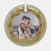 Custom Christmas Foto Gold Foto Ornament Aus Glas (Vorderseite)