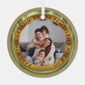 Custom Christmas Foto Gold Foto Ornament Aus Glas (Rückseite)