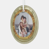 Custom Christmas Foto Gold Foto Ornament Aus Glas (Vorderseite links)