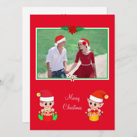 Custom Christmas Foto & Niedlich Elf auf Red (Vorne/Hinten)