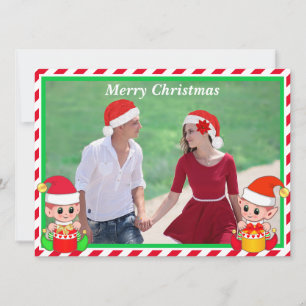 Custom Christmas Foto & Niedlich Elf auf Rot und W