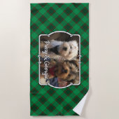 Custom Christmas Foto Rahmen rot & grün Kariert Strandtuch (Vorderseite)