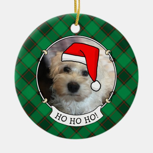 Custom Christmas Foto Rahmen rot & grün Karierte H Keramik Ornament (Vorne)