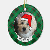 Custom Christmas Foto Rahmen rot & grün Karierte H Keramik Ornament (Links)