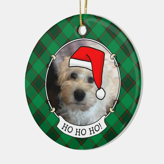 Custom Christmas Foto Rahmen rot & grün Karierte H Keramik Ornament (Links)