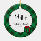 Custom Christmas Foto Rahmen rot & grün Karierte H Keramik Ornament (Hinten)