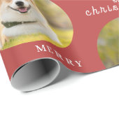 Custom Christmas Foto Red Wrapping Paper Geschenkpapier (Rolleneckpunkt)
