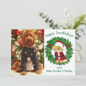 Custom Christmas Foto Santa Claus Goldendoodle (Stehend Vorderseite)