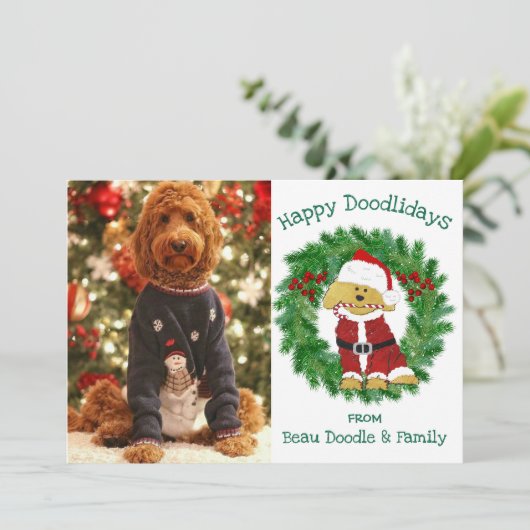 Custom Christmas Foto Santa Claus Goldendoodle (Stehend Vorderseite)