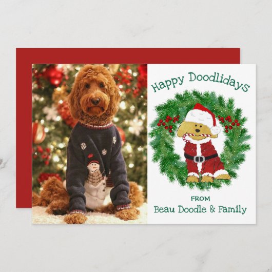 Custom Christmas Foto Santa Claus Goldendoodle (Vorne/Hinten)