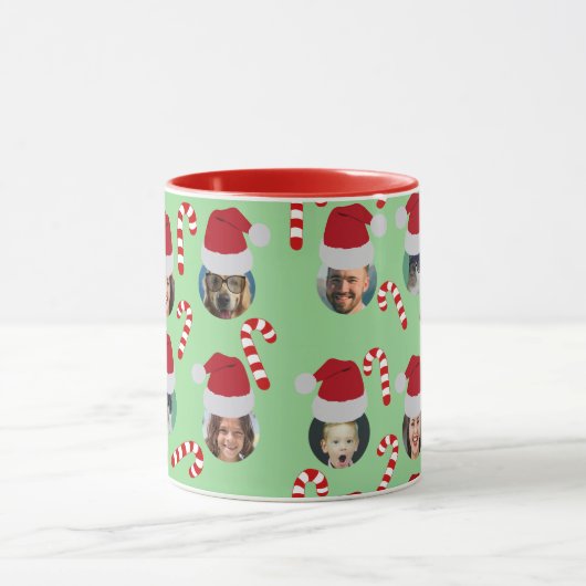 Custom Christmas Funny Family Foto Weihnachtsmannm Tasse (Zentrum)