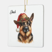 Custom Christmas German Shepherd Dog Cowboy Hat Keramikornament (Links)