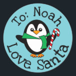 Custom Christmas Geschenk von Santa Sticker Pengui<br><div class="desc">Benutzerdefiniertes Weihnachtsgeschenk aus dem Santa Sticker Label Pinguin</div>