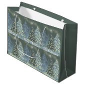 Custom Christmas Gift Bag Winter Forest Scene Große Geschenktüte (Vorderseite Schrägansicht)