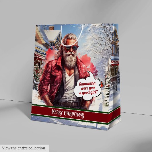 Custom Christmas Gift Bags Funny Santa Organizer Mittlere Geschenktüte