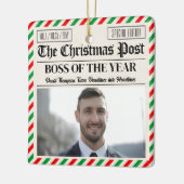 Custom Christmas Gift for Boss Christmas Newspaper Keramikornament (Links)