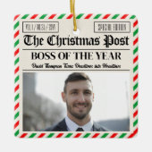 Custom Christmas Gift for Boss Christmas Newspaper Keramikornament (Vorderseite)