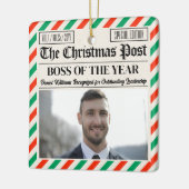 Custom Christmas Gift for Boss Christmas Newspaper Keramikornament (Links)