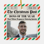 Custom Christmas Gift for Boss Christmas Newspaper Keramikornament (Vorderseite)