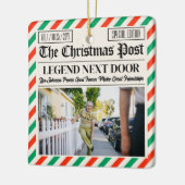 Custom Christmas Gift for Neighbour Fun Newspaper Keramikornament (Links)