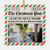 Custom Christmas Gift for Neighbour Fun Newspaper Keramikornament (Vorderseite)